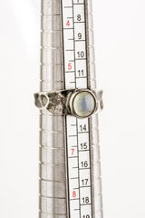 Hammered Cats Eye Moonstone Ring - Oxidized Sterling Silver Band