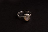 Round Purple Labradorite - Fine 925 Sterling Silver Ring - Hammered Textured - Size US 5 6
