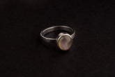 Round Purple Labradorite - Fine 925 Sterling Silver Ring - Hammered Textured - Size US 5 6