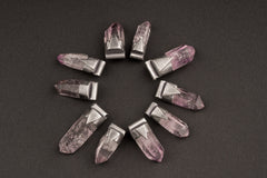 Vera Cruz Amethyst Stack Pendant 925 Sterling Silver Oxidized Crystal Necklace Third Eye Crown Chakra Gift