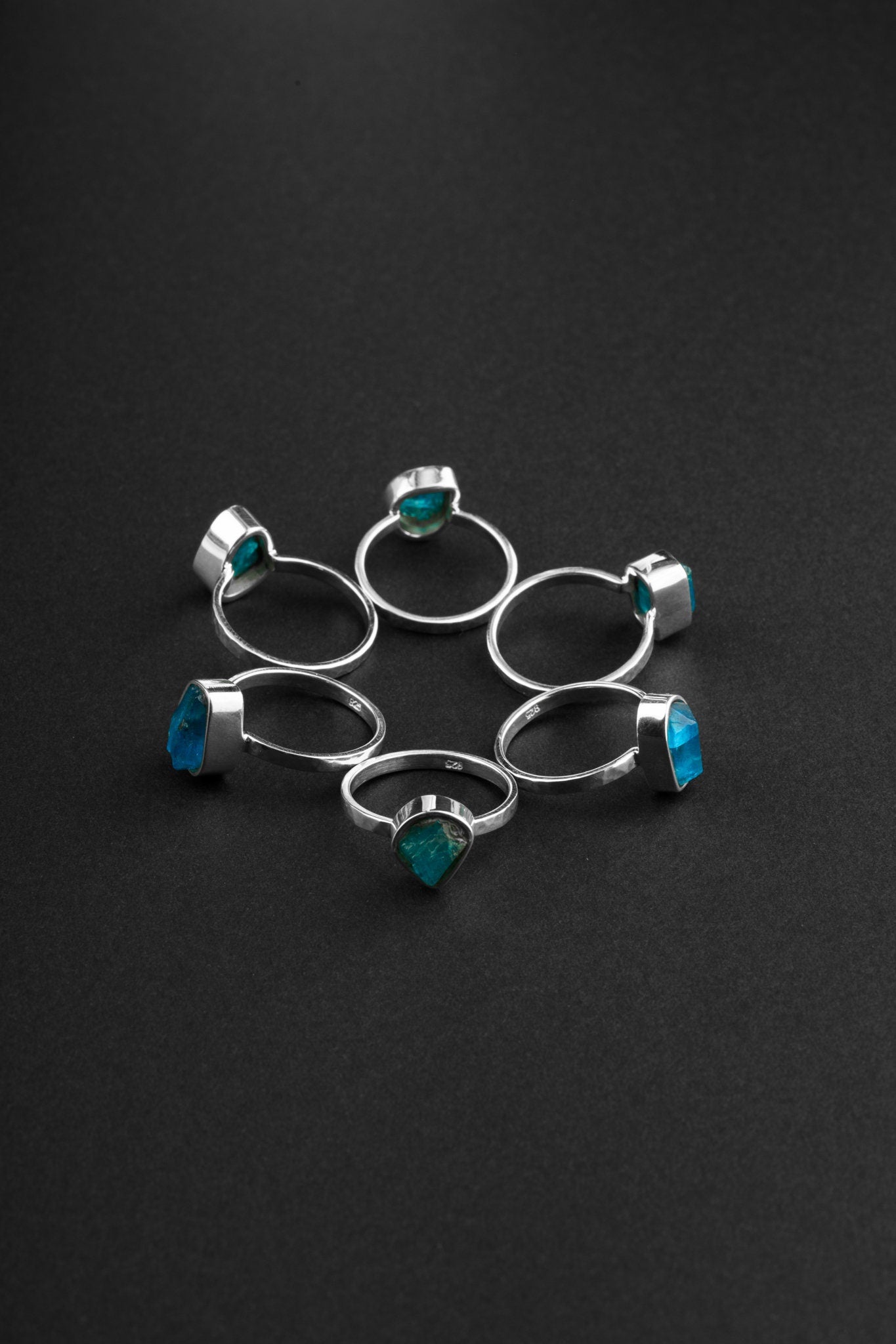 Raw Blue Apatite Sterling Silver Ring: Handmade Crystal Stacking Jewelry