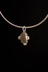 Raw Labradorite Moonstone Pendant: Hammered Sterling Silver Healing Necklace