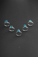 Raw Blue Apatite Sterling Silver Ring: Handmade Crystal Stacking Jewelry