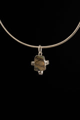 Raw Labradorite Moonstone Pendant: Hammered Sterling Silver Healing Necklace