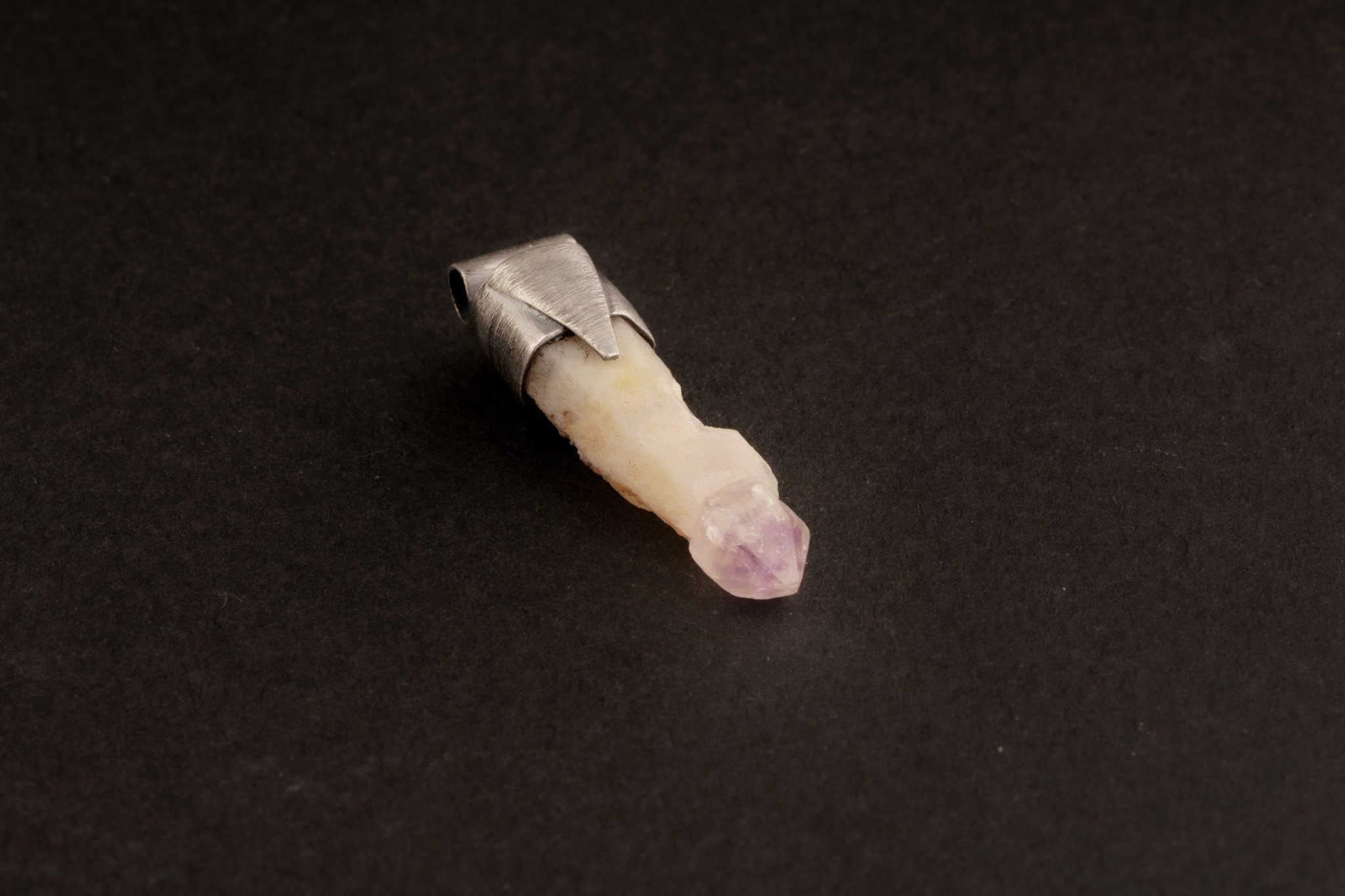 Vera Cruz Amethyst Stack Pendant 925 Sterling Silver Oxidized Crystal Necklace Third Eye Crown Chakra Gift