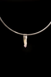 Vera Cruz Amethyst Stack Pendant shown on black background with oxidized sterling silver cap and pale violet crystal.