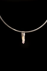 Vera Cruz Amethyst Stack Pendant shown on black background with oxidized sterling silver cap and pale violet crystal.