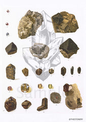Vintage Mineralogy Print: Beryl Aquamarine Watercolor Illustration (Digital Download)