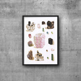 Vintage Tourmaline Watercolor Print: Mineralogy Illustration (Digital Download)