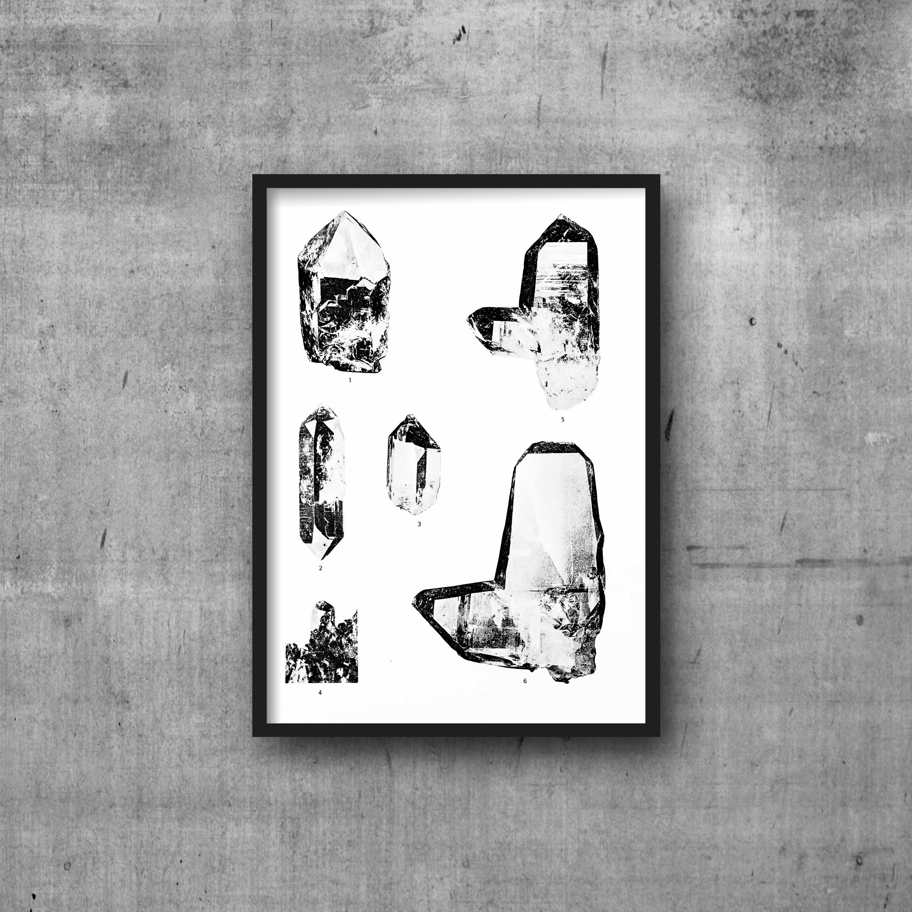 Vintage Quartz Crystal Print: Antique Watercolor Mineralogy Illustration (Digital Download)