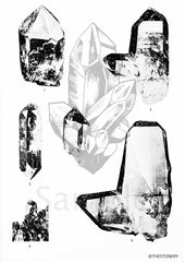 Vintage Quartz Crystal Print: Antique Watercolor Mineralogy Illustration (Digital Download)
