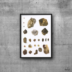 Vintage Mineralogy Print: Beryl Aquamarine Watercolor Illustration (Digital Download)