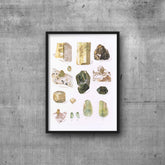 Vintage Aquamarine Beryl Watercolor Print: Mineralogy Illustration (Digital Download)