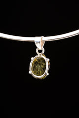 Green Tourmaline Slice Pendant: Sterling Silver Claw Setting, Heart Chakra