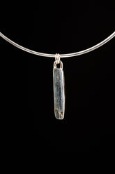 Raw Aqua Australian Ocean Kyanite with mica inclusions - Sterling Silver - Crystal Pendant Necklace