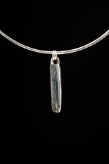 Raw Aqua Australian Ocean Kyanite with mica inclusions - Sterling Silver - Crystal Pendant Necklace