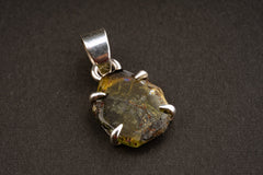 Green Tourmaline Slice Pendant: Sterling Silver Claw Setting, Heart Chakra
