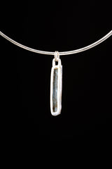 Raw Aqua Australian Ocean Kyanite with mica inclusions - Sterling Silver - Crystal Pendant Necklace