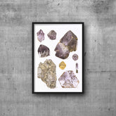 Vintage Amethyst Crystal Watercolor Illustration Art Print (Digital Download)