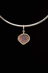 Ruby Record Keeper Pendant 925 Silver 16k Gold Plated Raw Indian Ruby Mica Inclusion Root Heart Chakra Gift