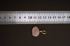 Oval shaped natural Indian Ruby with record keepers - Gold Plated Sterling Silver - Crystal Necklace