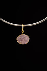 Ruby Record Keeper Pendant 925 Silver 16k Gold Plated Raw Indian Ruby Mica Inclusion Root Heart Chakra Gift