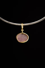 Ruby Record Keeper Pendant 925 Silver 16k Gold Plated Raw Indian Ruby Mica Inclusion Root Heart Chakra Gift