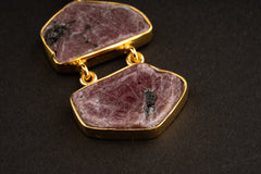 Ruby Record Keeper Pendant 925 Silver 16k Gold Plated Raw Indian Ruby Mica Inclusion Root Heart Chakra Gift