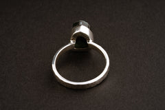 Hammered Sterling Silver Tourmaline Ring: Oxidized Crystal Gem, US 5
