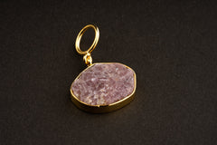 Oval shaped natural Indian Ruby with record keepers - Gold Plated Sterling Silver - Crystal Necklace