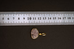 Oval shaped raw Indian Ruby with record keepers & black Mica inclusions Pendant - Gold Plated Sterling Silver - Crystal Necklace