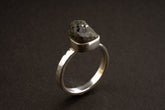 Hammered Sterling Silver Tourmaline Ring: Oxidized Crystal Gem, US 5