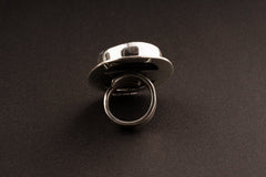 Adjustable Raw Black Tourmaline Ring: Brass & Textured Band