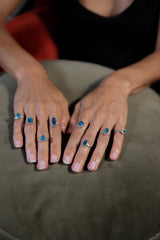 Raw Blue Apatite Sterling Silver Ring: Handmade Crystal Stacking Jewelry