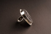 Adjustable Raw Black Tourmaline Ring: Brass & Textured Band