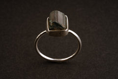 Size US 5 - Blue rinde Raw Watermelon Tourmaline - Fine 925 Sterling Silver Round Ring Band -