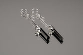 Raw Black Tourmaline Sticks & Herkimer Diamond - 925 Sterling Silver - Dangle Earring