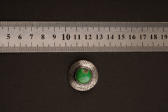 Green Turquoise Shield Pendant: Oxidized Sterling Silver, Handmade