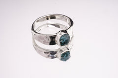 Apatite Ring 925 Sterling Silver Semi Rough Blue Crystal Textured Band Throat Chakra Gemini Handmade Gemstone Jewelry