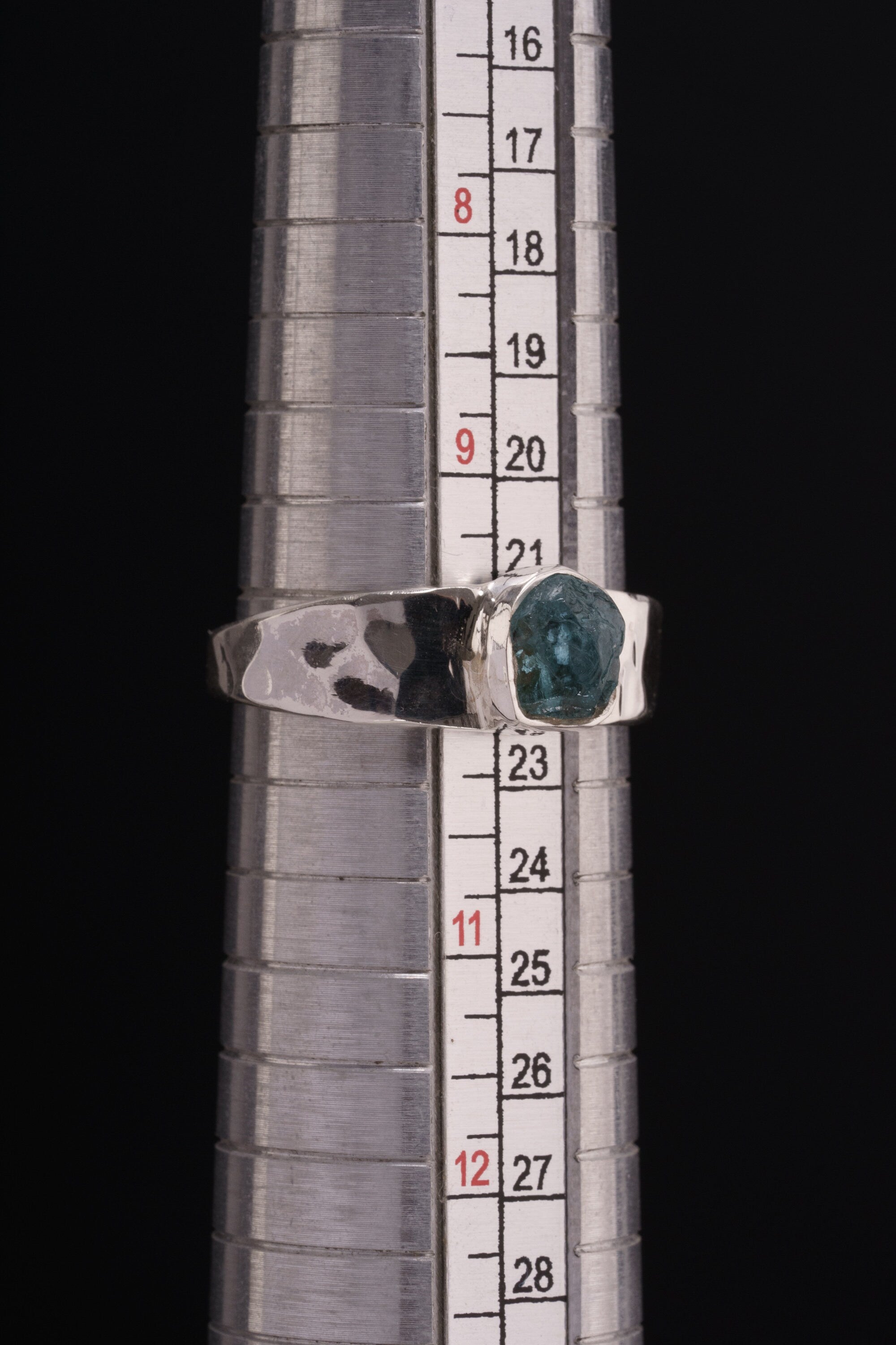 Apatite Ring 925 Sterling Silver Semi Rough Blue Crystal Textured Band Throat Chakra Gemini Handmade Gemstone Jewelry