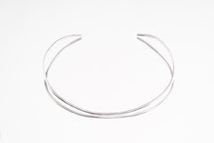 Sterling silver open collar necklace displayed on white background, showing clean minimal choker form.