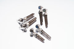 Labradorite & Smokey Quartz Dangle Earrings: Gold Plated Sterling Silver