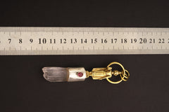 Himalayan Twin Quartz Ruby Pendant: Sterling Silver Brass Buddha Talisman