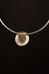 Rainbow Labradorite Sterling Silver Pendant: Oxidized Shield, Sagittarius Zodiac