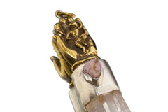 Amethyst Druzy Window Quartz Pendant: Sterling Silver Monkey King Talisman