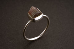 Size US 5 2/3 - Blue Cap Raw Watermelon Tourmaline - Fine 925 Sterling Silver Round Ring Band -