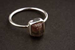 Size US 5 2/3 - Blue Cap Raw Watermelon Tourmaline - Fine 925 Sterling Silver Round Ring Band -