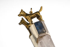 Himalayan Quartz & Kyanite Pendant: Sterling Silver Dog Amulet