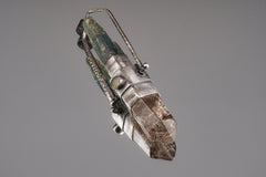 Spinning Kyanite Pendant: Copper Rutile Quartz, Tourmaline & Opal, Sterling Silver
