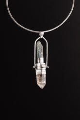 Spinning Kyanite Pendant: Copper Rutile Quartz, Tourmaline & Opal, Sterling Silver